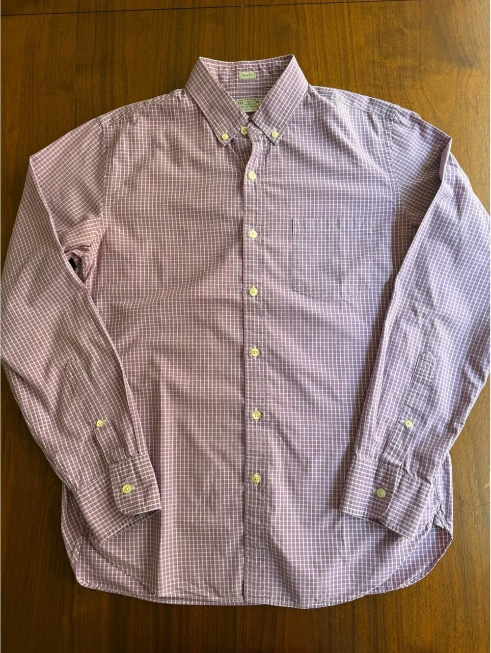 J.Crew Men's Slim Fit Button-Down Shirt Purple & White Check - Size M